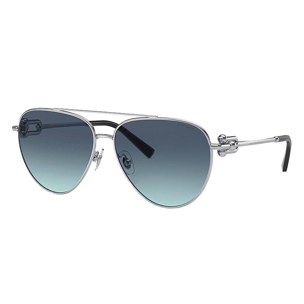 Tiffany Co. TF 3092 60019S Silver Metal Sunglasses Azure Blue Gradient Lens