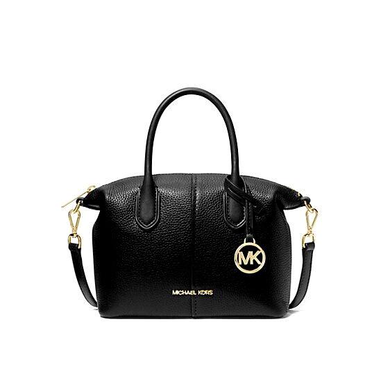 Michael Kors Hyde Small Pebbled Leather Satchel /crossbody Bag Black