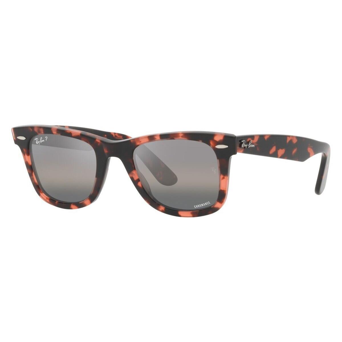 Ray Ban Wayfarer RB 2140 1334G3 Pink Havana Gradient Gray Polarized Chroman 52m