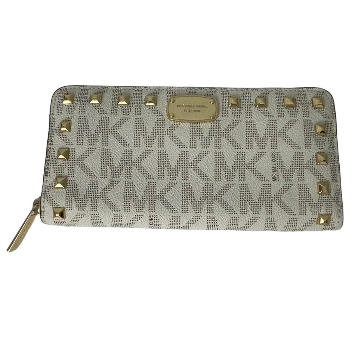 Michael Kors Wallet Jet Set Studded ZA Continental Vanilla MK Signature