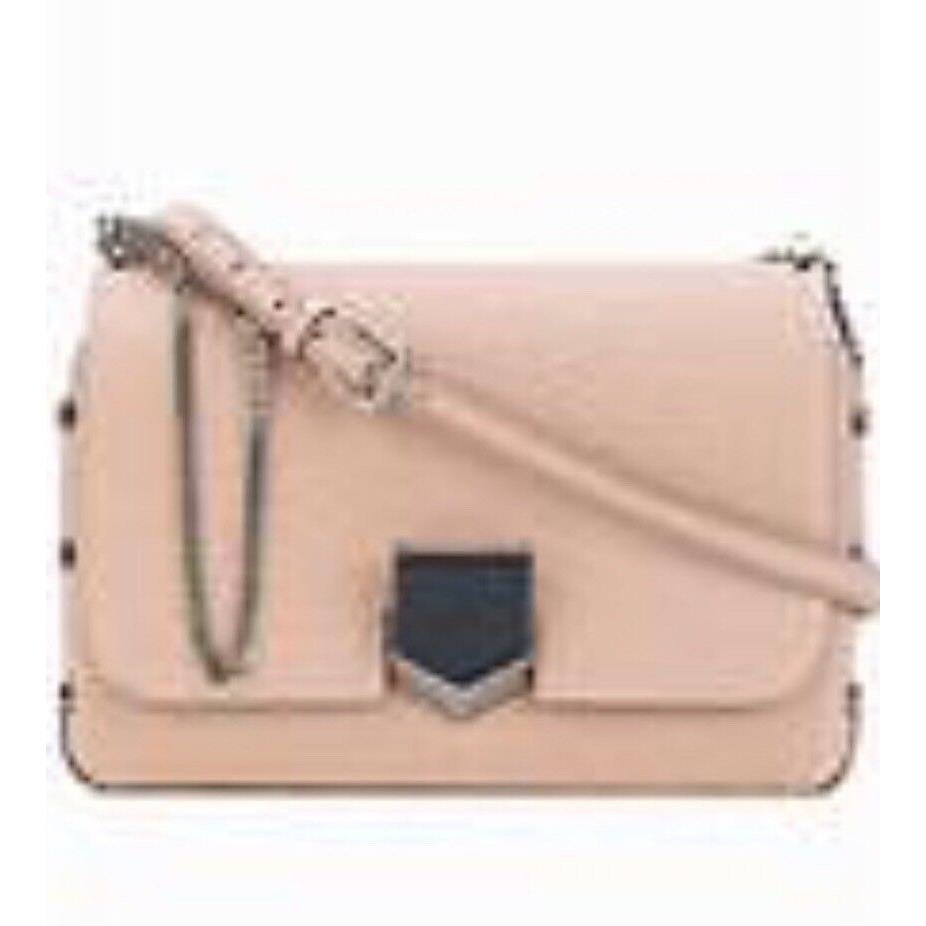 Jimmy Choo Lockett City Grainy Leather Ballet Pink Cream Crossbody Bag