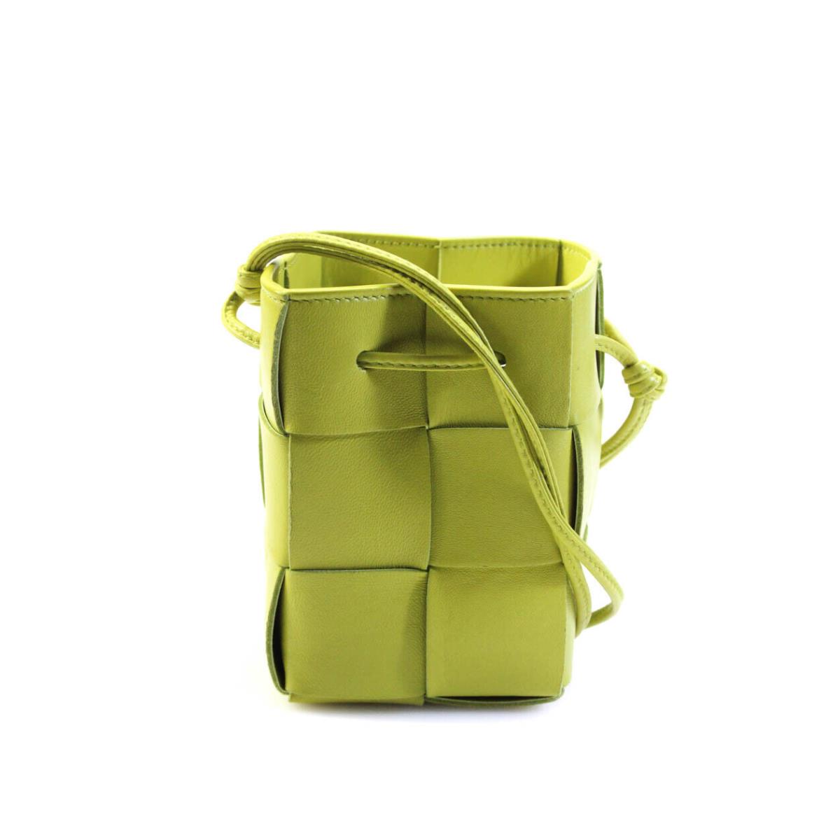 Bottega Veneta Womens Intrecciato Mini Cassette Bucket Handbag Pea Green