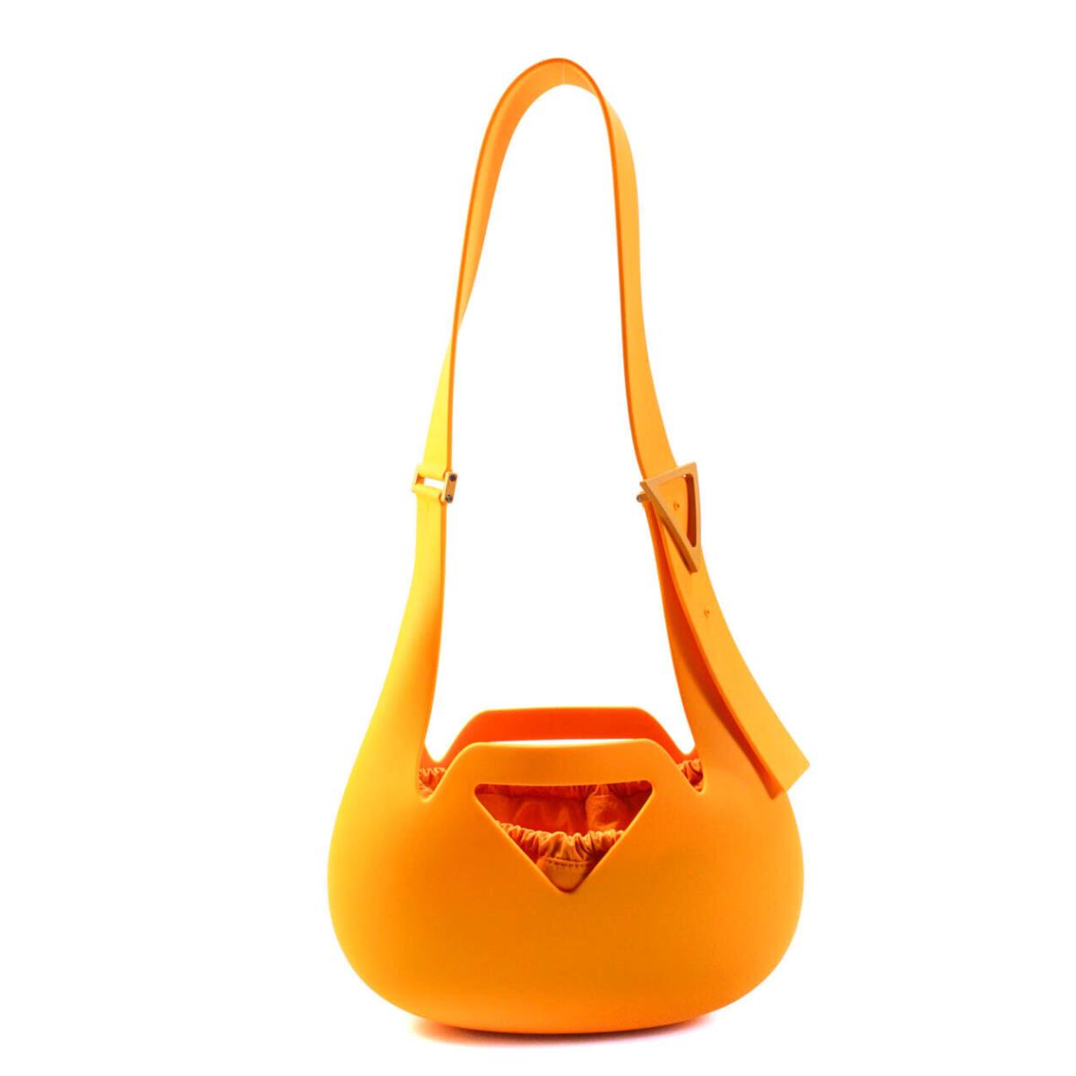 Bottega Veneta Womens Single Strap Rubber Small Shoulder Punch Handbag Orange