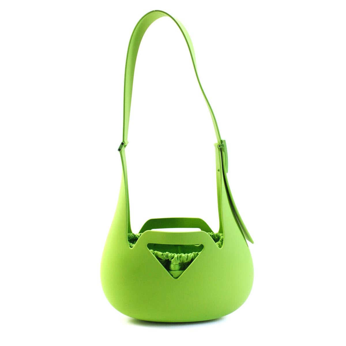 Bottega Veneta Womens Single Strap Rubber Small Shoulder Punch Handbag Green