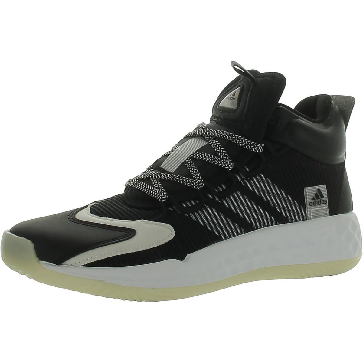 Adidas Mens Pro Boost Mid Black Basketball Shoes Sneakers 5 Medium D Bhfo 1142 - Black/White/Black