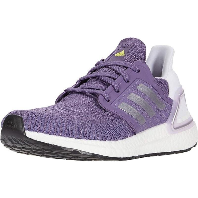 Adidas Women`s Ultraboost 20 Running Shoe Purple/silver /white 6 M US