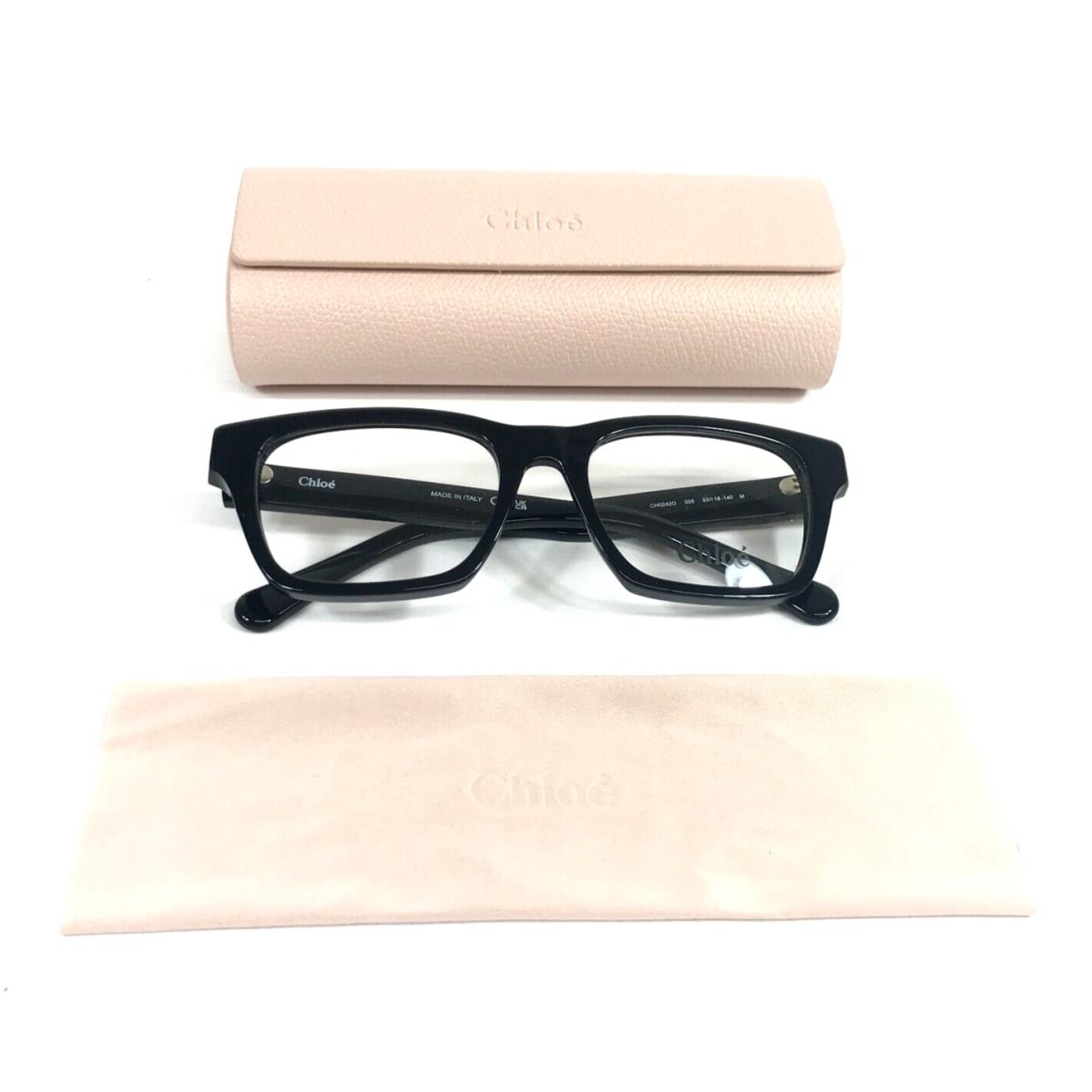 Chloe Eyeglasses Frames CH0242O 005 Polished Black Cat Eye Full Rim 53-18-140