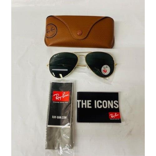 Ray-ban RB3025 Aviator Classic Polarized Sunglasses in Arista Gold w/ Green Lens