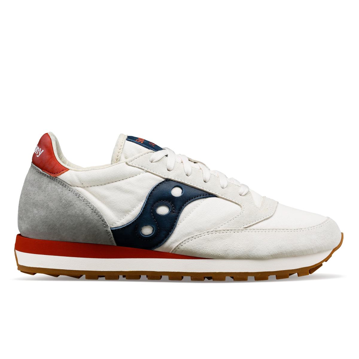 Saucony Unisex Jazz Stonewash Shoes - White | Navy