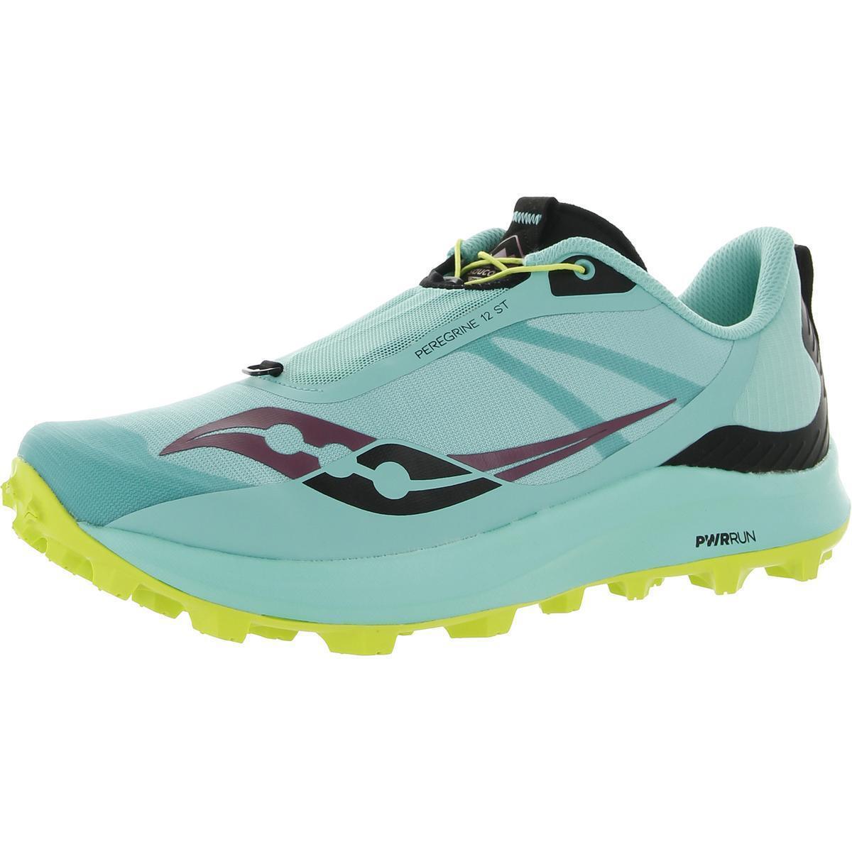 Saucony Womens Peregrine 12 ST Trail Outdoor Running Shoes Sneakers Bhfo 5971 - Cool Mint/Acid