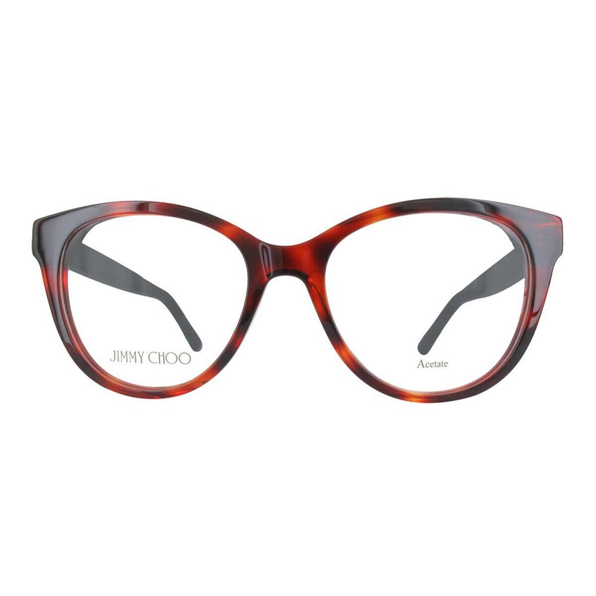 Jimmy Choo JC 194 581 Havana Black Plastic Cat-eye Eyeglasses 52mm