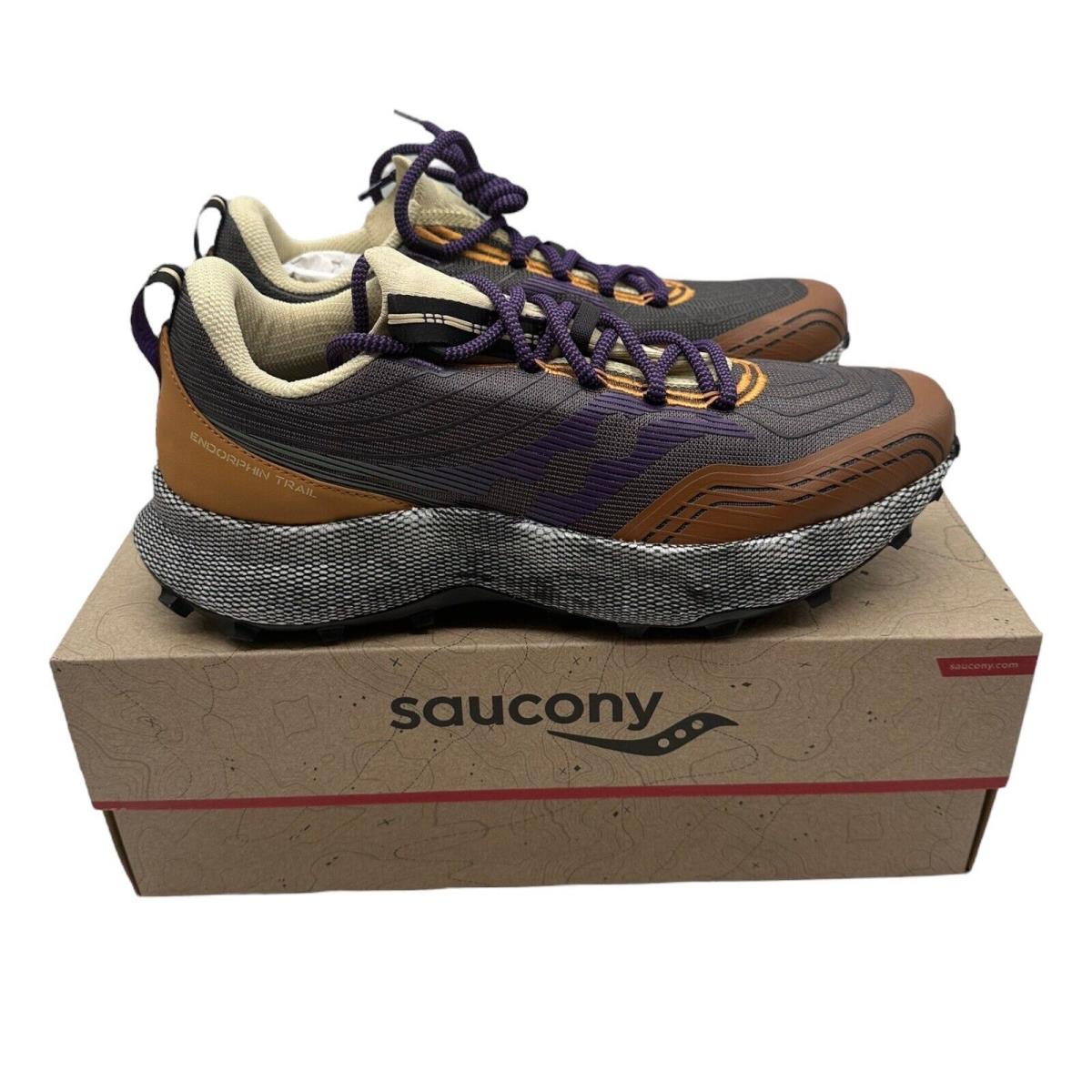 Saucony Endorphin Trail Brown Mens Running Hiking Hunting Offroad Shoes 10