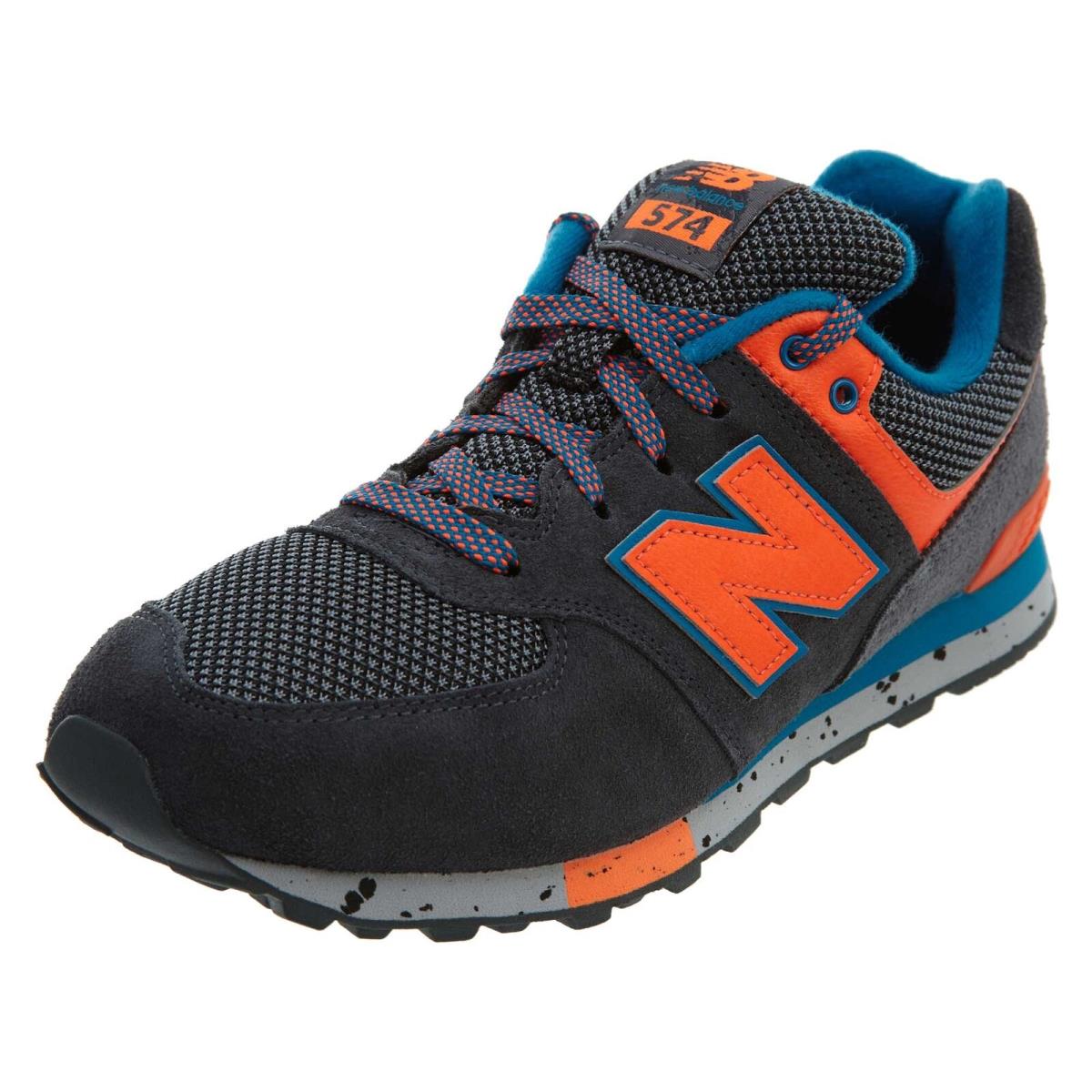 New Balance Classics Traditionnels Big Kids Style : Kl574 - Dark Grey/Orange/Blue