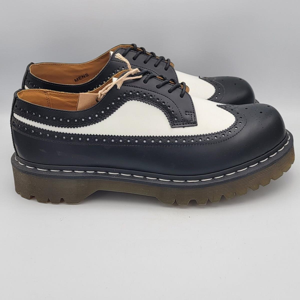 Dr. Martens Doc Wingtip Shoes Mens 12 Oxford Black White 10458 Brogue