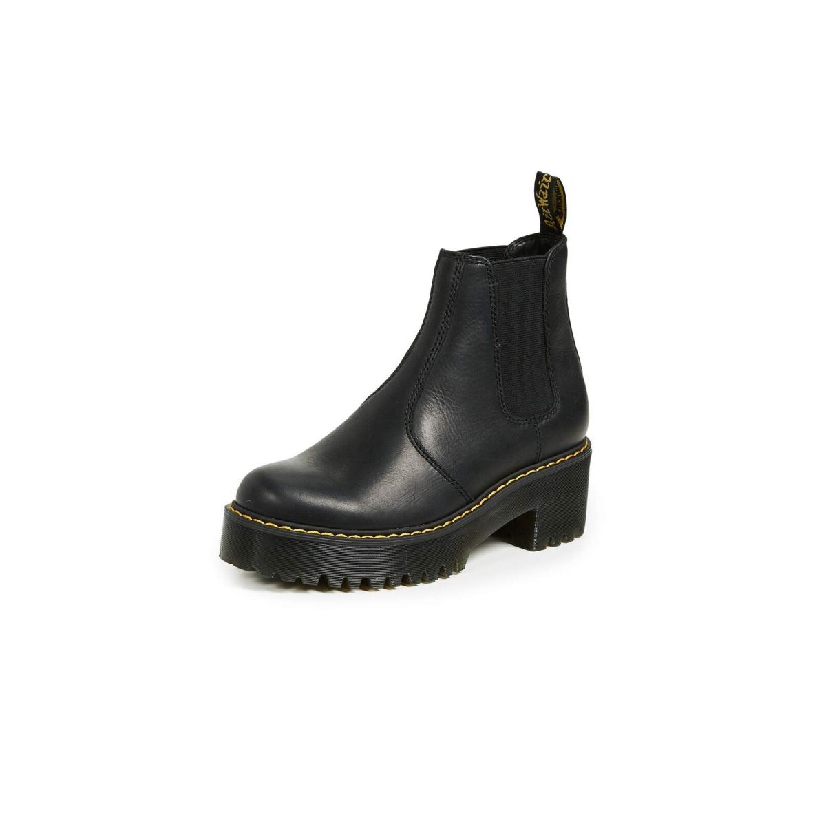 Dr. Martens Women`s Rometty Chelsea Boot Black Burnished Wyoming 8