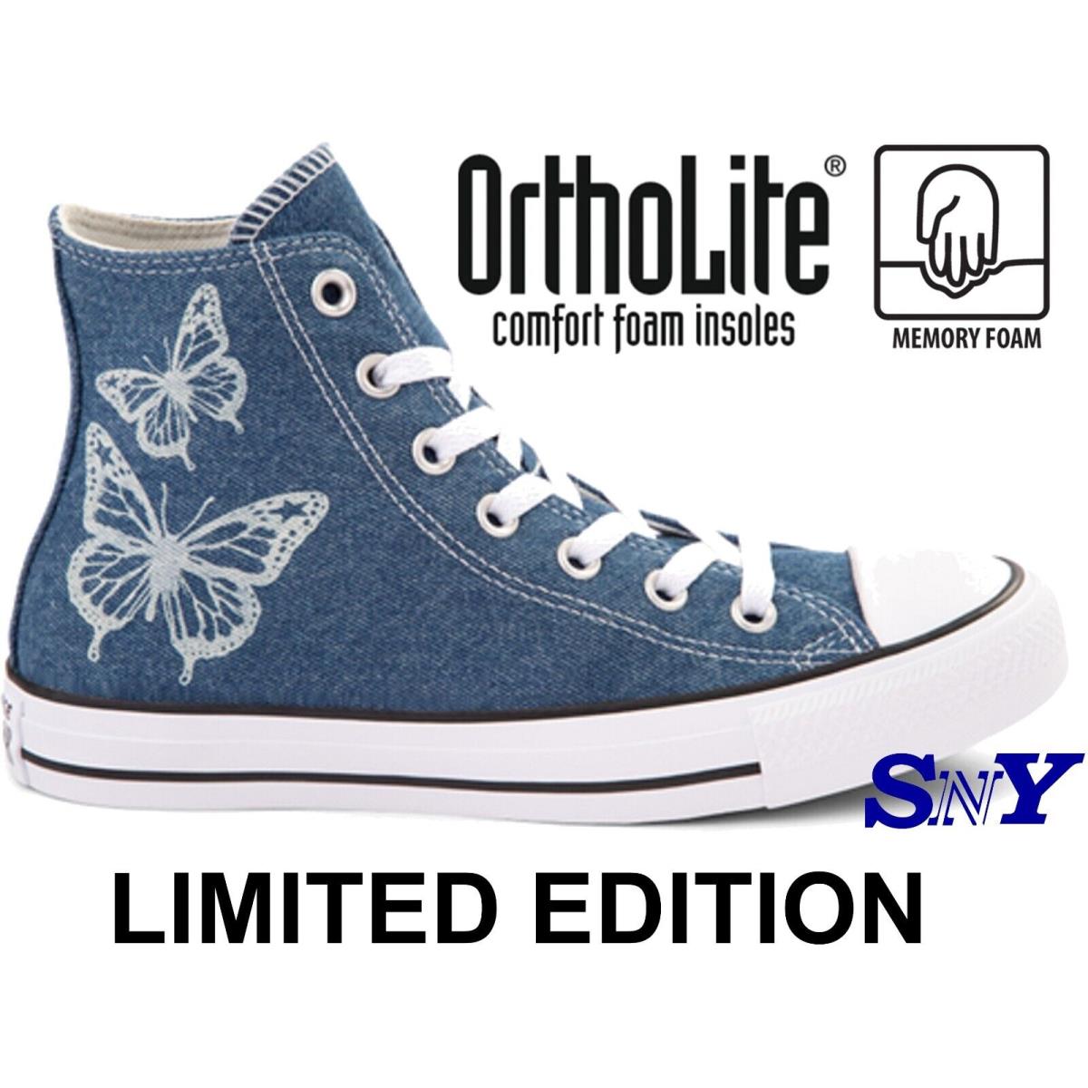 Converse Women`s Chuck Taylor All Star Hi Sneaker Denim Butterfly Limited Editn