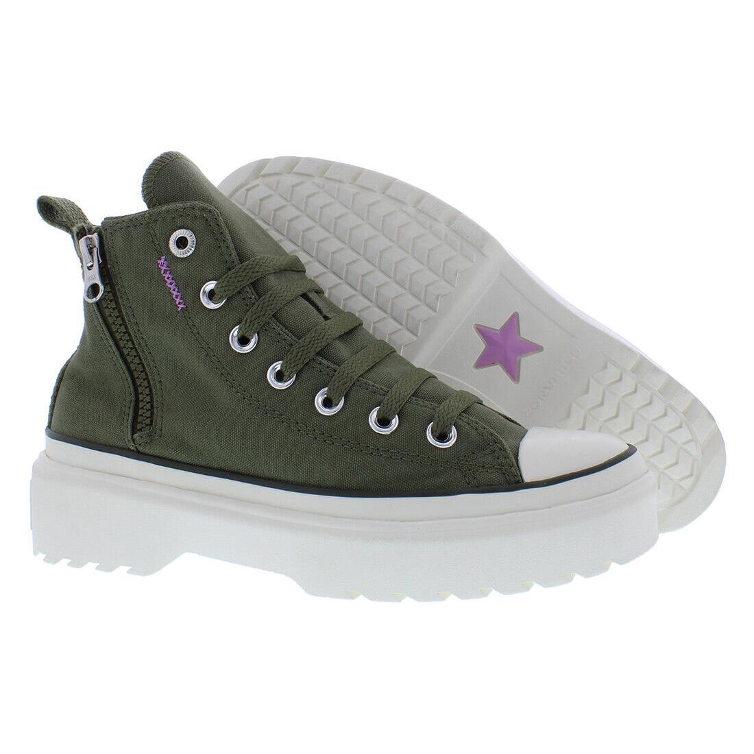 Converse Chuck Tayor All Star Lugged Lift Hi PS Girls Shoes - Utility/Egret/Grape Fizz, Main: Green