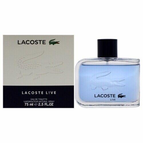 Lacoste Live For Men 2.5 oz Eau de Toilette Edt Spray IN Retail Box