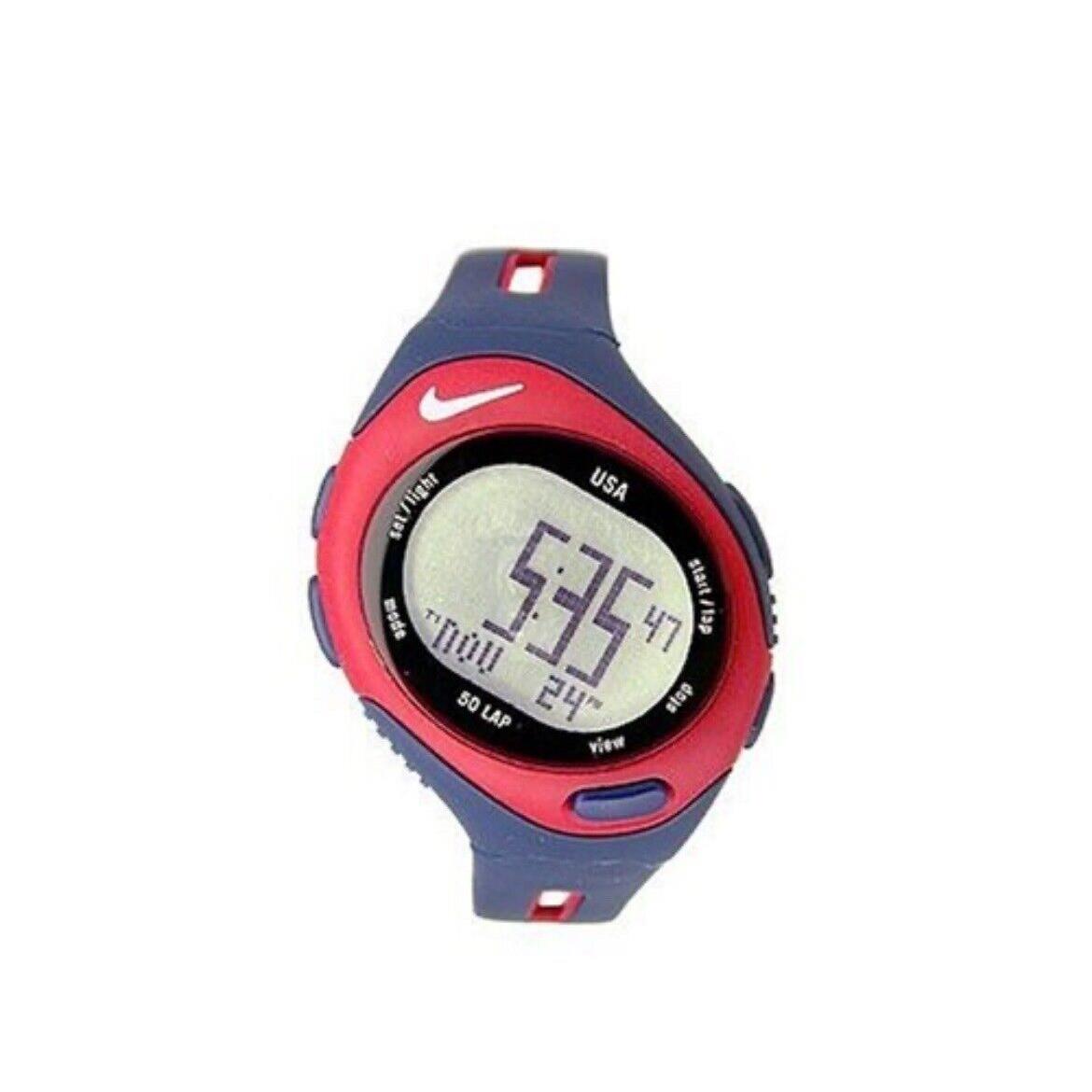 Nike Triax Speed 50 Lap Usa Track Field Red/blue Digital Sport Watch WL0010