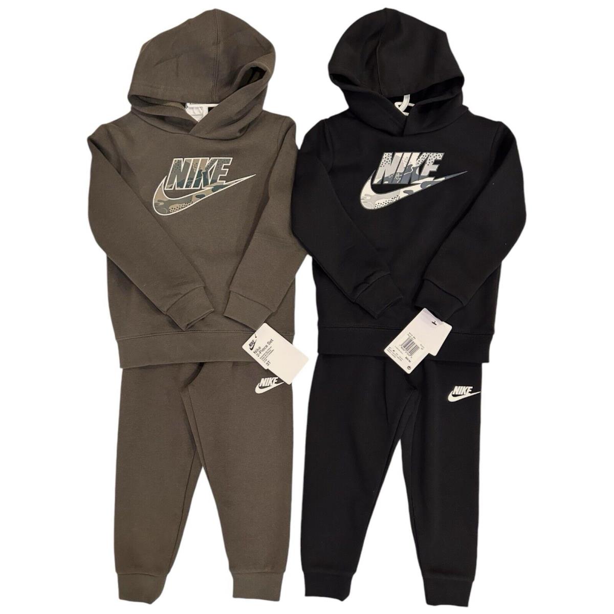 Lot Of 2 - Nike Boys 2pc Sweatshirt Sweatpants Camo Black Hoodie Jogger 3T