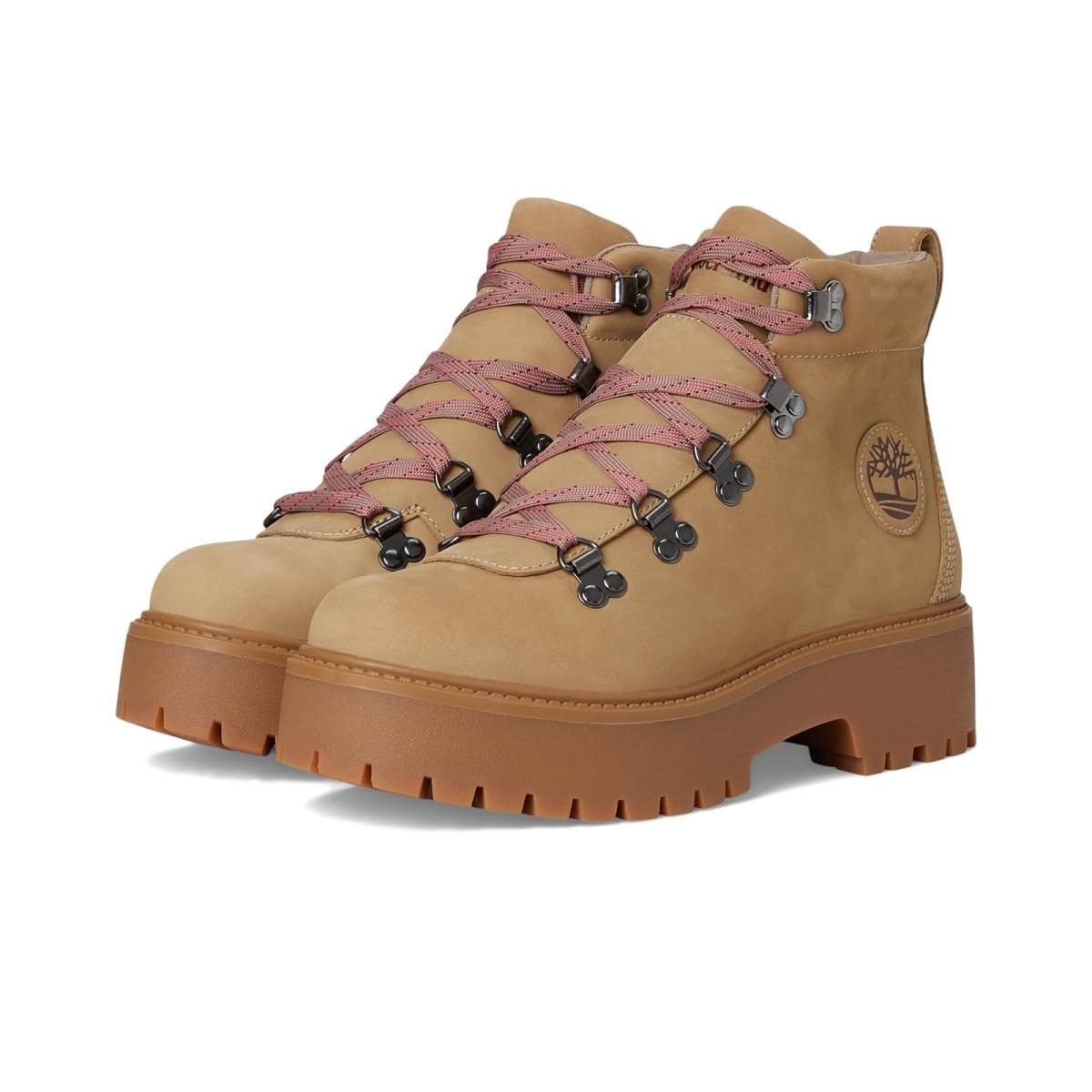 Woman`s Boots Timberland Stone Street Mid Lace-up Medium Beige Nubuck