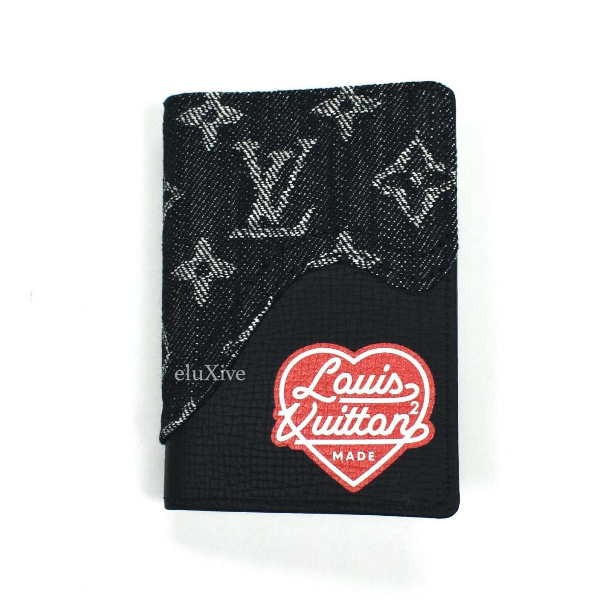 Louis Vuitton Nigo Black Denim Leather Pocket Organizer Wallet DS