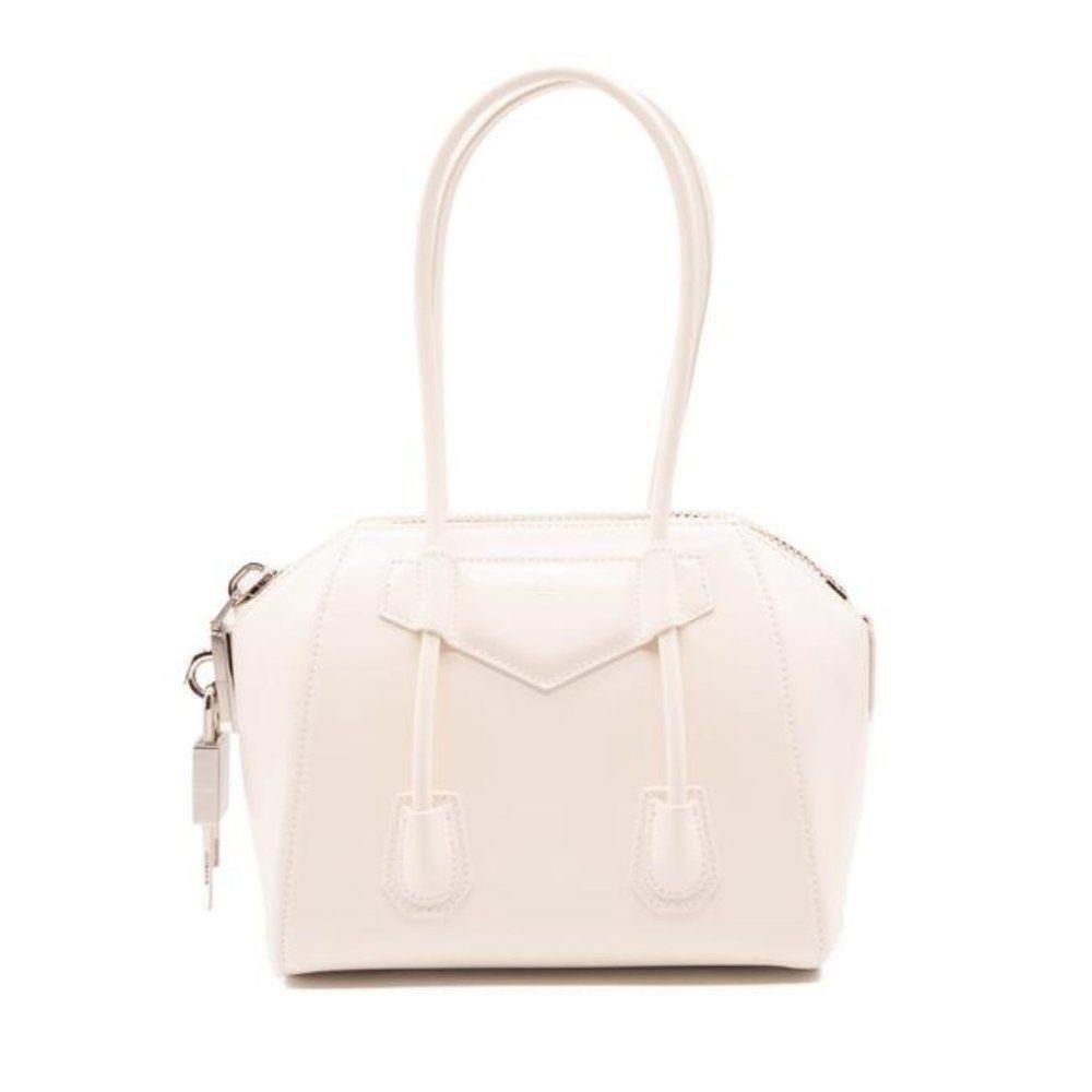 Givenchy Mini Antigona Lock Satchel Ivory Tote White Leather Shoulder Bag