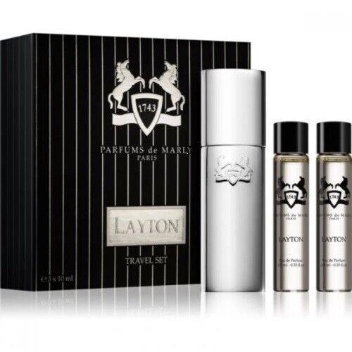 Parfums De Marly Layton Royal Essence Cologne 3 x .34 oz Edp Sprays Travel Set