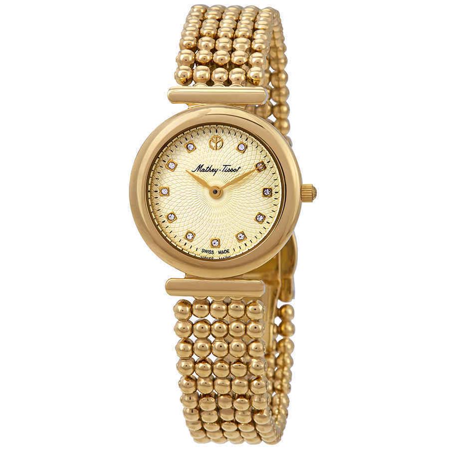 Mathey-tissot Allure Crystal Gold Dial Ladies Watch D539PDI