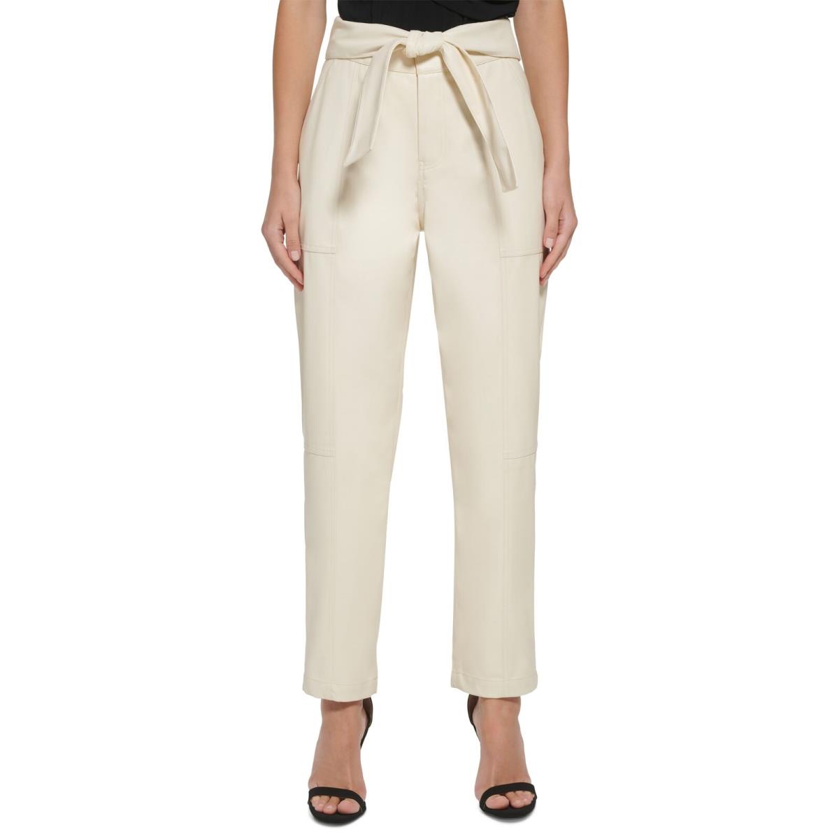 Dkny Women`s Leather Pull On Tie Waist Pants