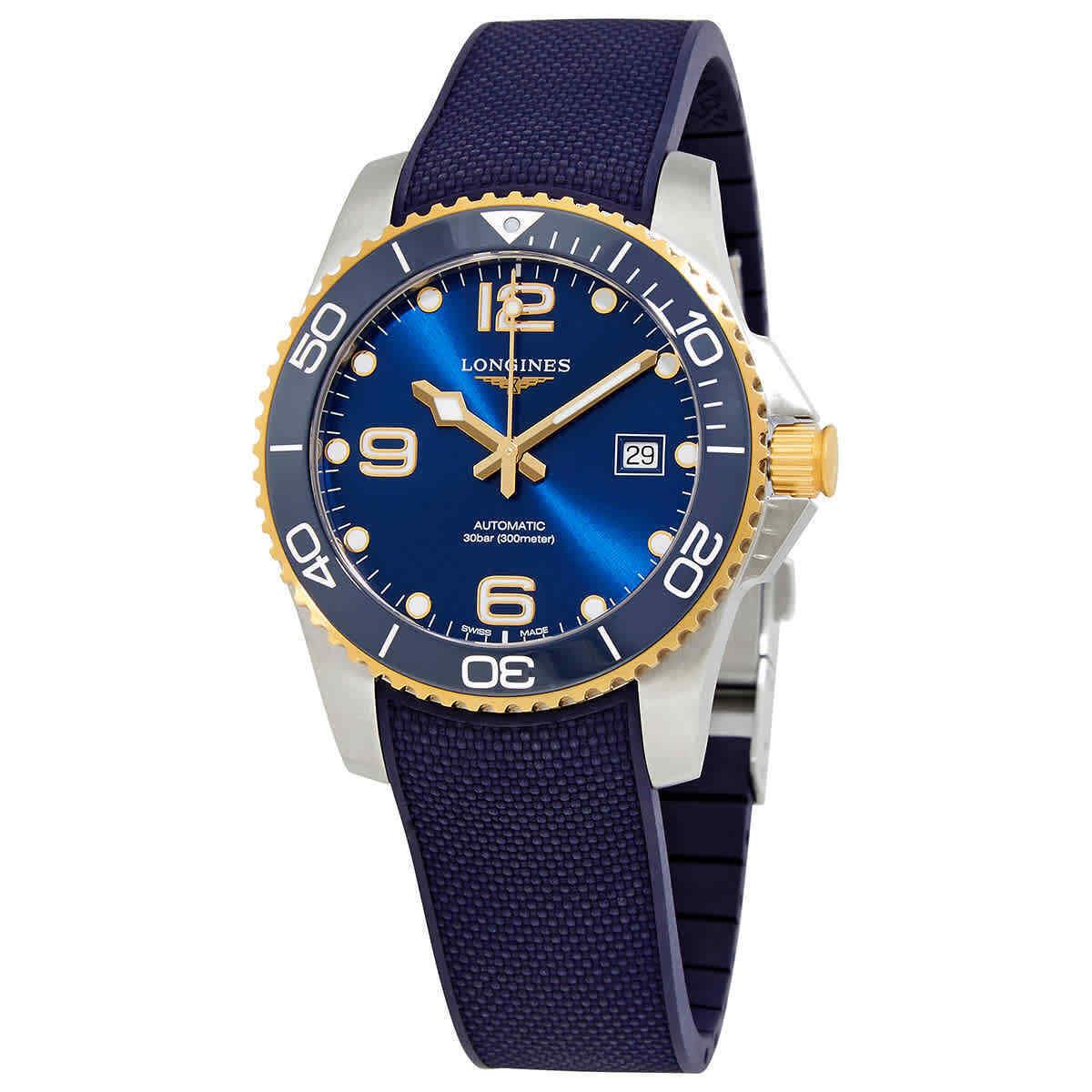 Longines Hydroconquest Automatic Blue Dial Men`s Watch L3.781.3.96.9 - Dial: Blue, Band: Blue, Bezel: Blue