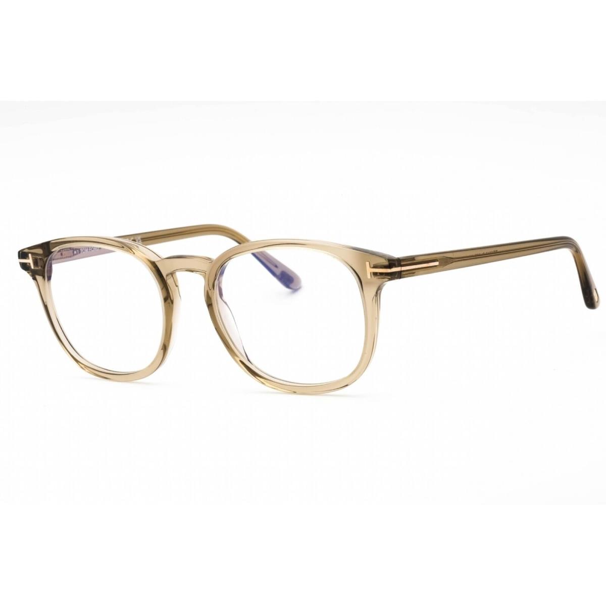 Tom Ford Men`s Eyeglasses Shiny Beige Oval Plastic Full Rim Frame FT5819-B 057