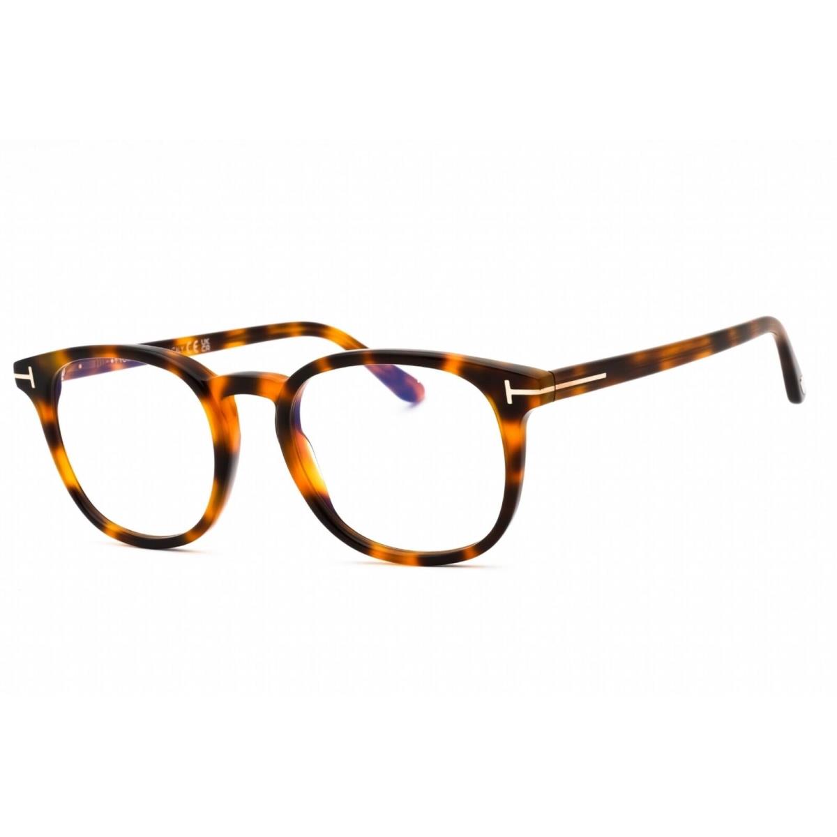 Tom Ford Men`s Eyeglasses Blonde Havana Oval Plastic Full Rim Frame FT5819-B 053