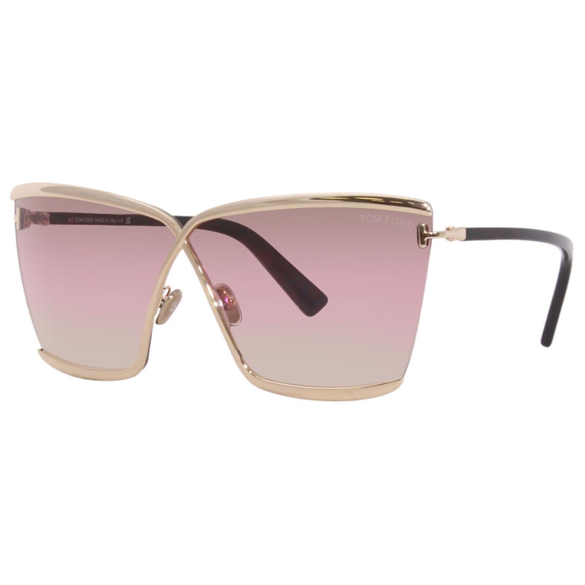 Tom Ford Elle-02 TF936 28F Sunglasses Women`s Shiny Rose Gold/pink-smoke Grad