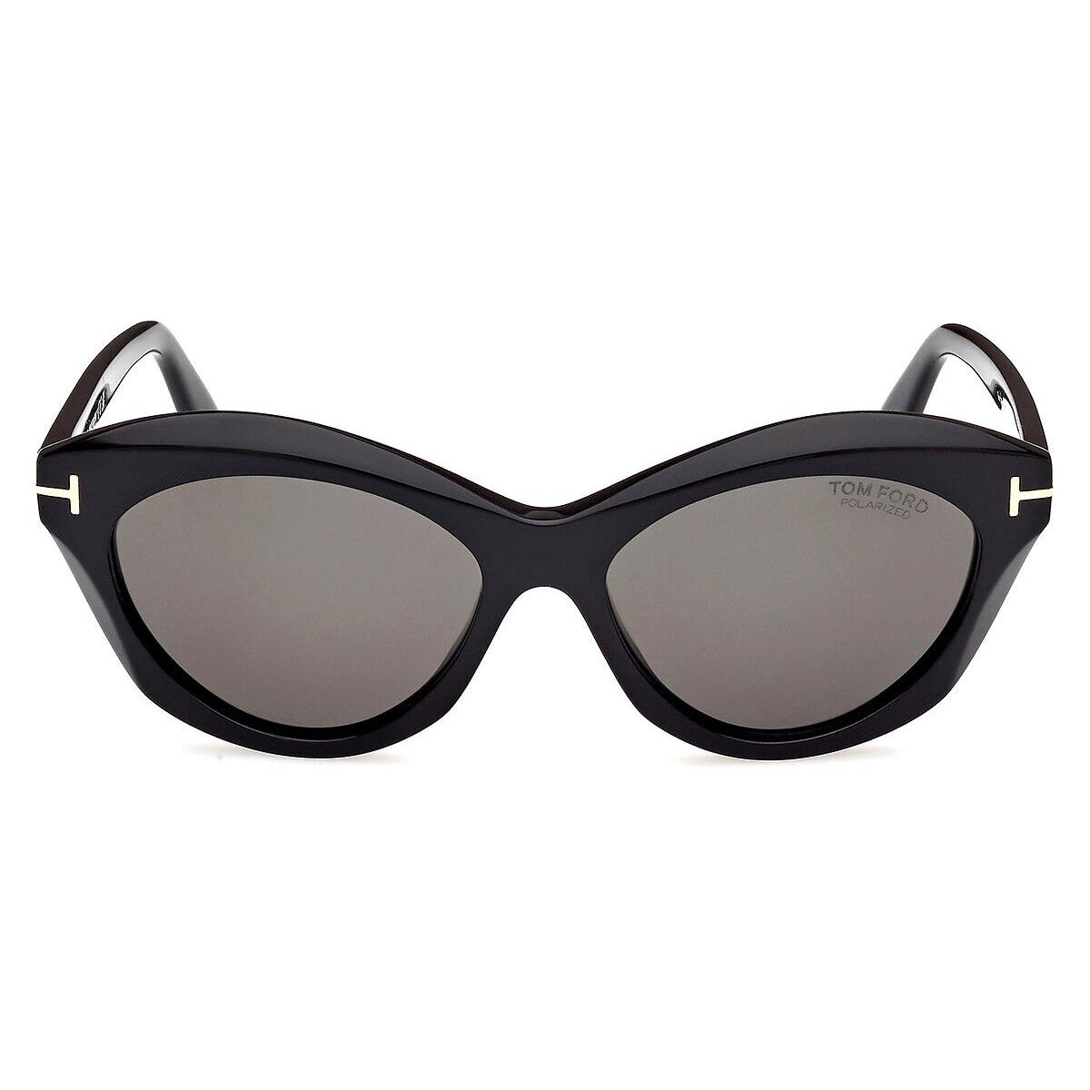 Tom Ford FT1111 Toni Sunglasses Women Shiny Black 55mm - Frame: Shiny Black, Lens: Smoke Polarized