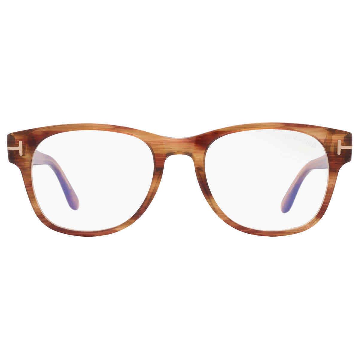 Tom Ford Blue Light Block Square Men`s Eyeglasses FT5898-B 050 52 FT5898-B 050 - Frame: Brown