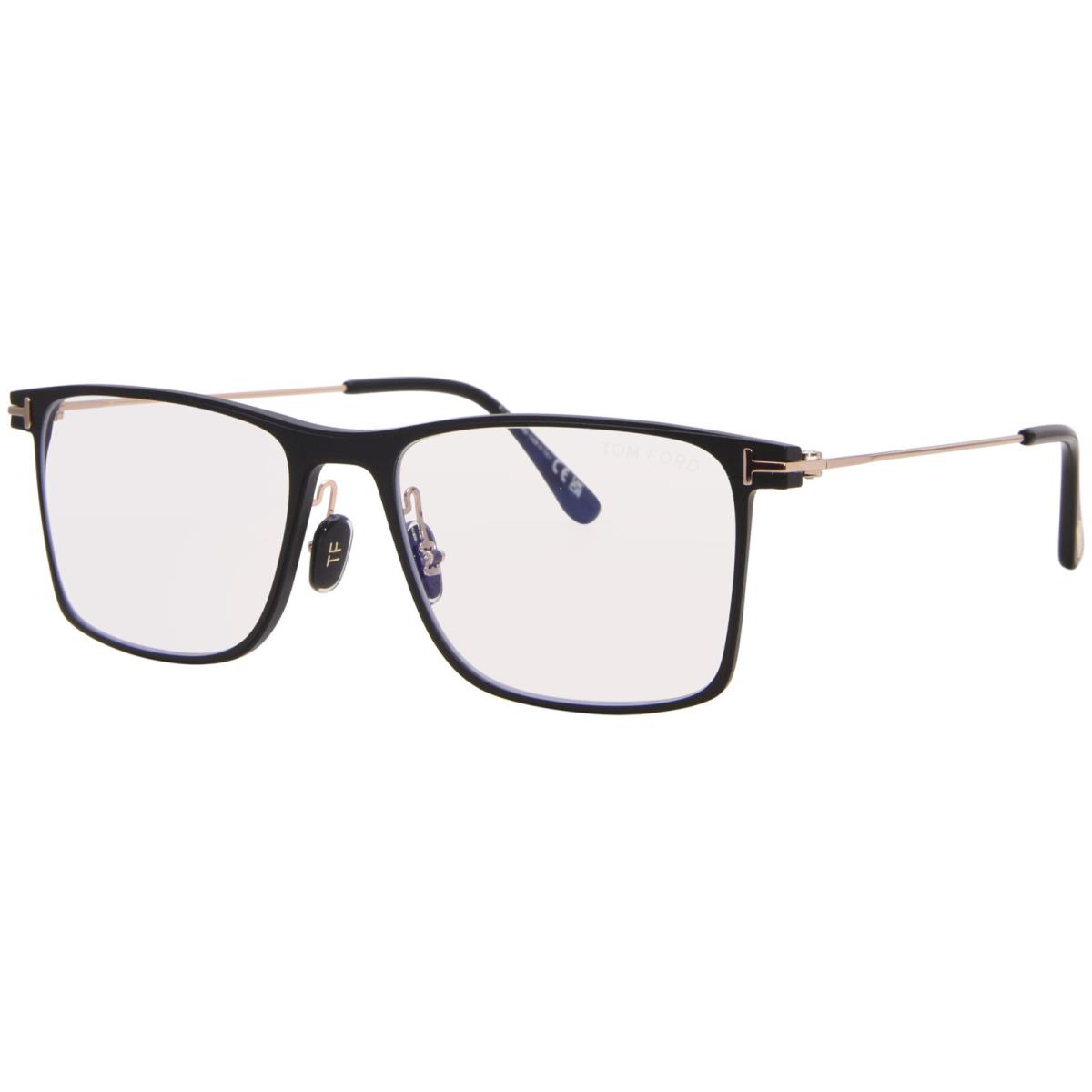 Tom Ford TF5865-B 002 Eyeglasses Black/shiny Rose Gold/blue Block Full Rim 55mm