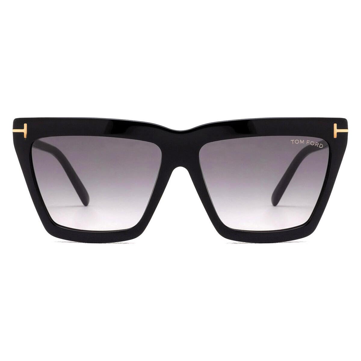 Tom Ford FT1110 Eden Sunglasses Women Shiny Black 56mm - Frame: Shiny Black, Lens: Gradient Smoke