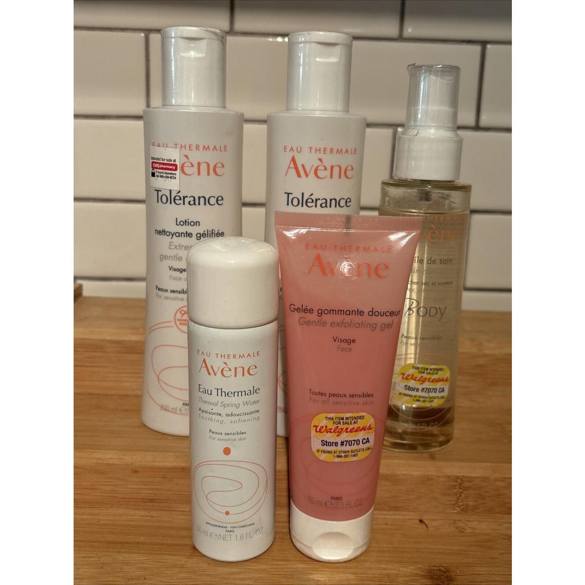 Lot of 5 Eau Thermale Avene Lotion Skin Care Oil Exfoliating Gel Spring Water