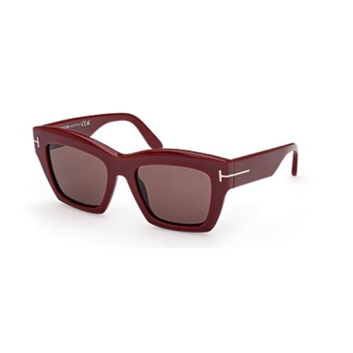 Tom Ford Luna FT1191 69E Shiny Bordeaux/brown Square Women`s Sunglasses