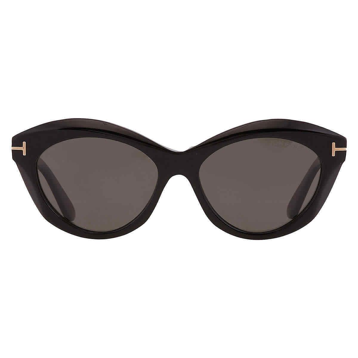 Tom Ford Toni Polarized Smoke Cat Eye Ladies Sunglasses FT1111 01D 53 - Frame: Black, Lens: Grey