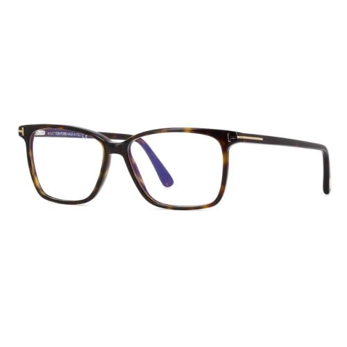 Tom Ford Titanium FT5589 052 52mm Men Large Square Frame Eyeglasses Brown Havana