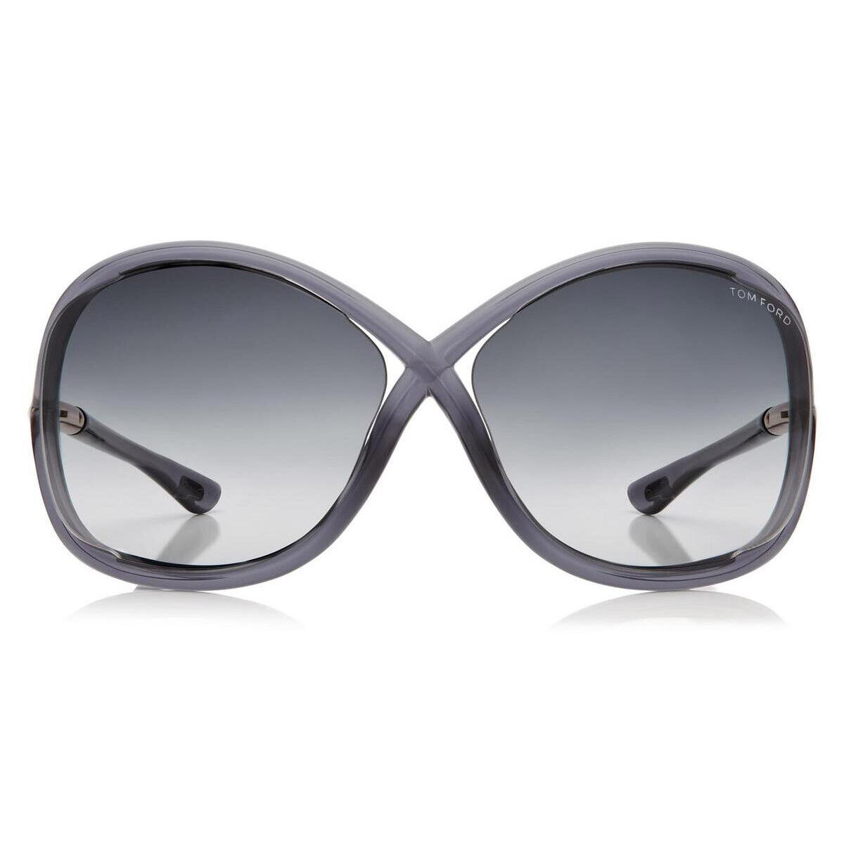 Tom Ford FT0009 Whitney Sunglasses Women Gray Geometric 64mm - Frame: Gray, Lens: Gradient Smoke, Code: 0B5 - Shiny Dark Grey / Gradient Smoke Lenses