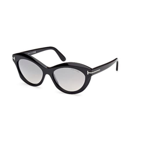 Tom Ford FT1111 01C Shiny Black/smoke Mirror Oval Women`s Sunglasses