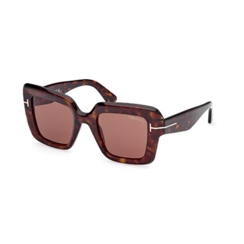 Tom Ford Esme FT1157 52J Women`s Dark Havana/brown Square Sunglasses