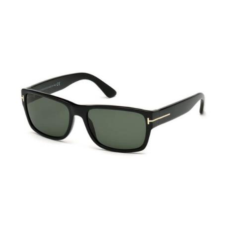 Tom Ford FT0445 01N Shiny Black/green Rectangular Men`s Sunglasses