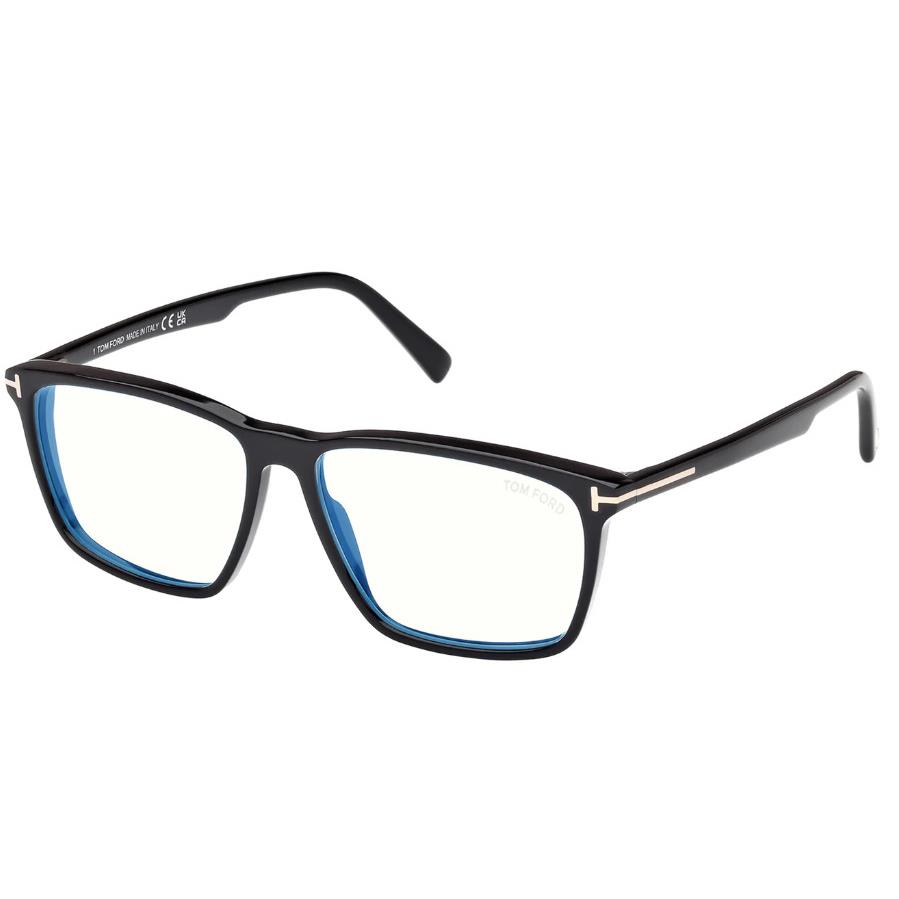 Tom Ford FT5959-B 001 Shiny Black/shiny Black Square Men`s Eyeglasses