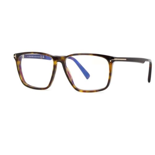 Tom Ford FT5959-B 052 Dark Havana/dark Havana Square Men`s Eyeglasses