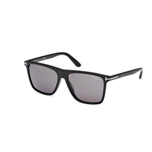 Tom Ford Fletcher FT0832 01D Shiny Black/smoke Polarized Square Men`s Sunglasses - Frame: Shiny Black, Lens: Smoke polarized