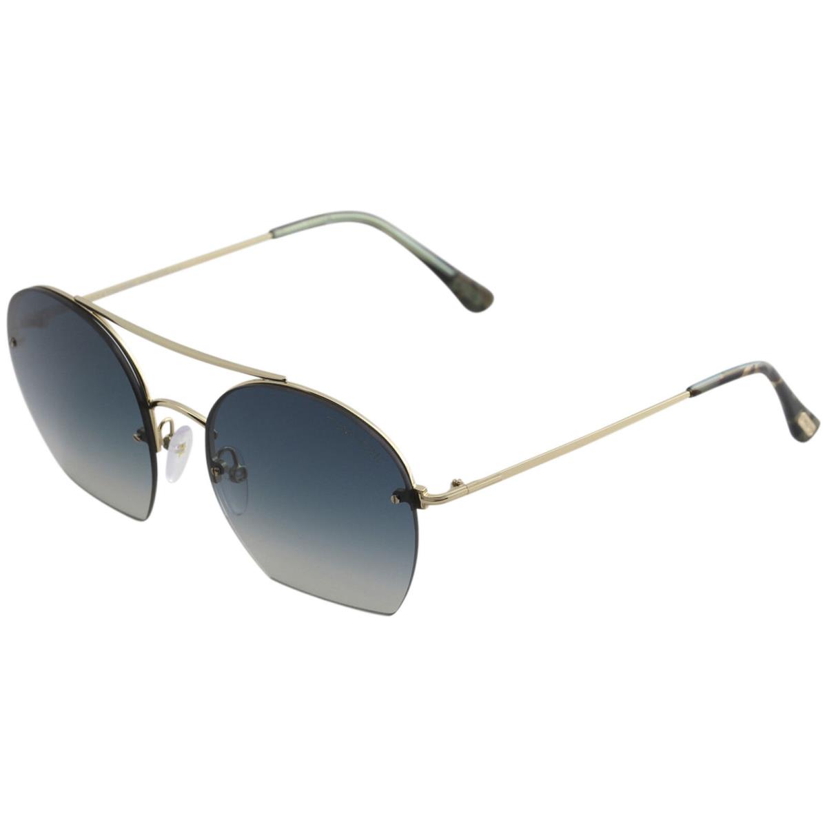 Tom Ford Antonia TF506 TF/506 28W Shiny Rose Gold Fashion Pilot Sunglasses 55mm - Frame: Gold, Lens: Blue